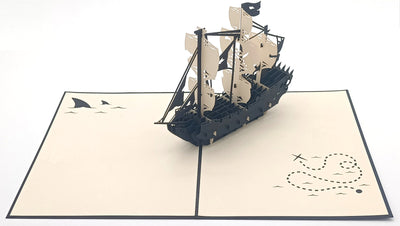 Tarjeta pop-up Kiriarte- Barco Pirata 🏴☠️⚓️