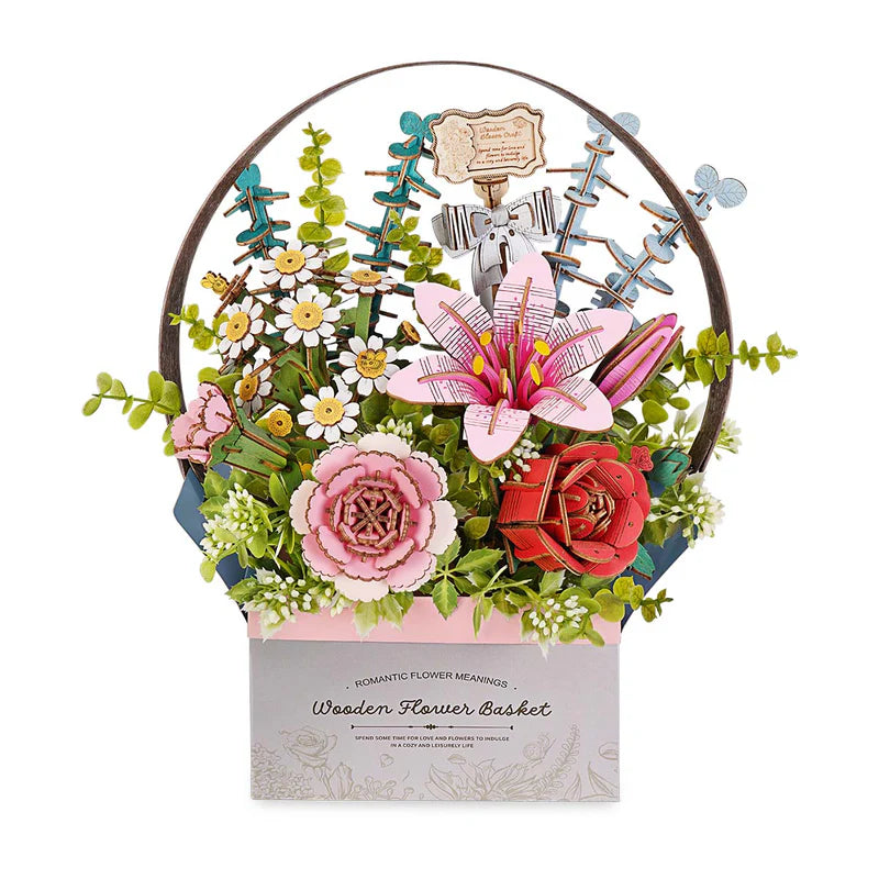 PUZZLE 3D MADERA ROBOTIME - ROWOOD Wooden Flower Basket TW03H 🌹🌸🪻🌻