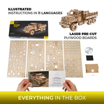 Puzle 3D de madera mecánico UGEARS- Cargo Truck (CAMIÓN DE CARGA) 🚚