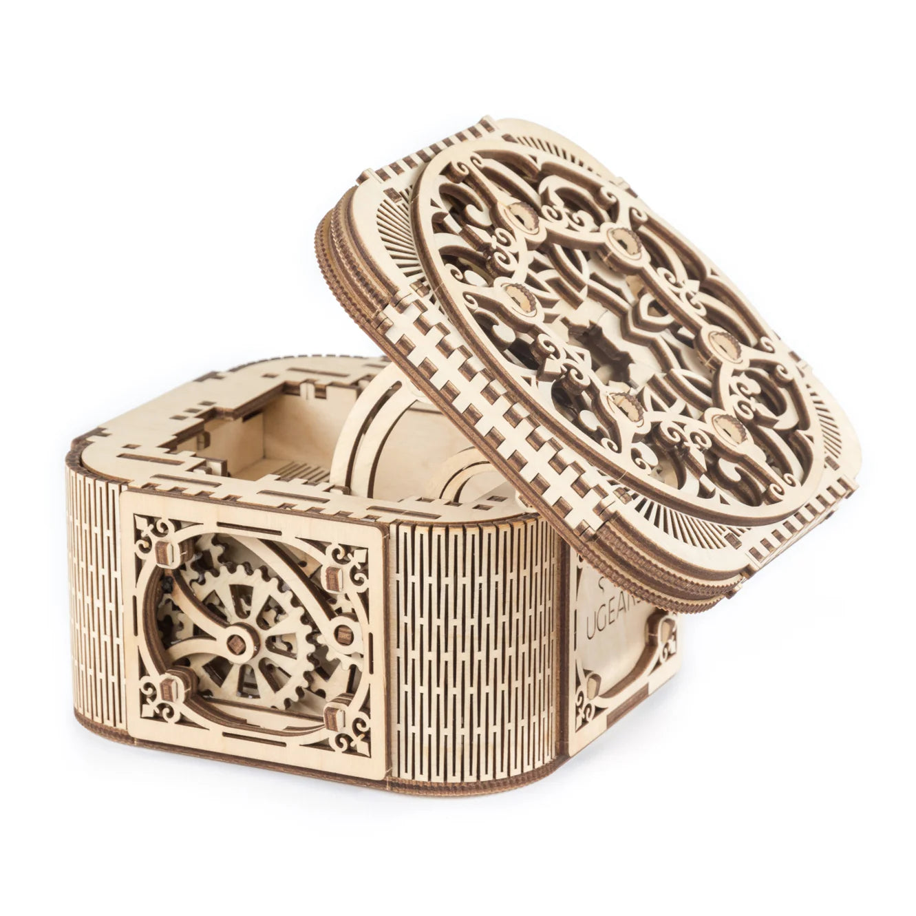 Puzle 3D de madera mecánico UGEARS - Caja del Tesoro (TREASURE BOX) 💎🗝️
