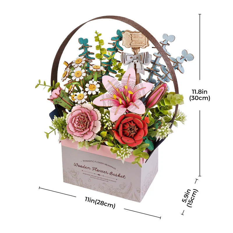 PUZZLE 3D MADERA ROBOTIME - ROWOOD Wooden Flower Basket TW03H 🌹🌸🪻🌻