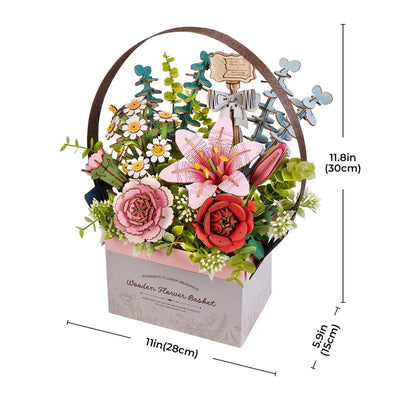 PUZZLE 3D MADERA ROBOTIME - ROWOOD Wooden Flower Basket TW03H 🌹🌸🪻🌻