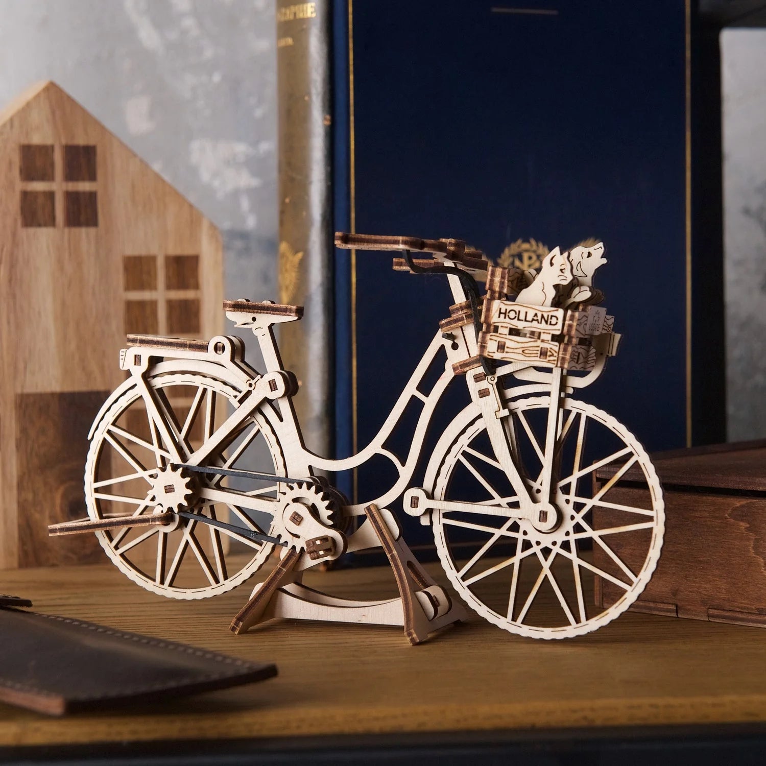Puzle 3D de madera mecánico UGEARS - Dutch Bicycle (Bicicleta holandesa) 🚲