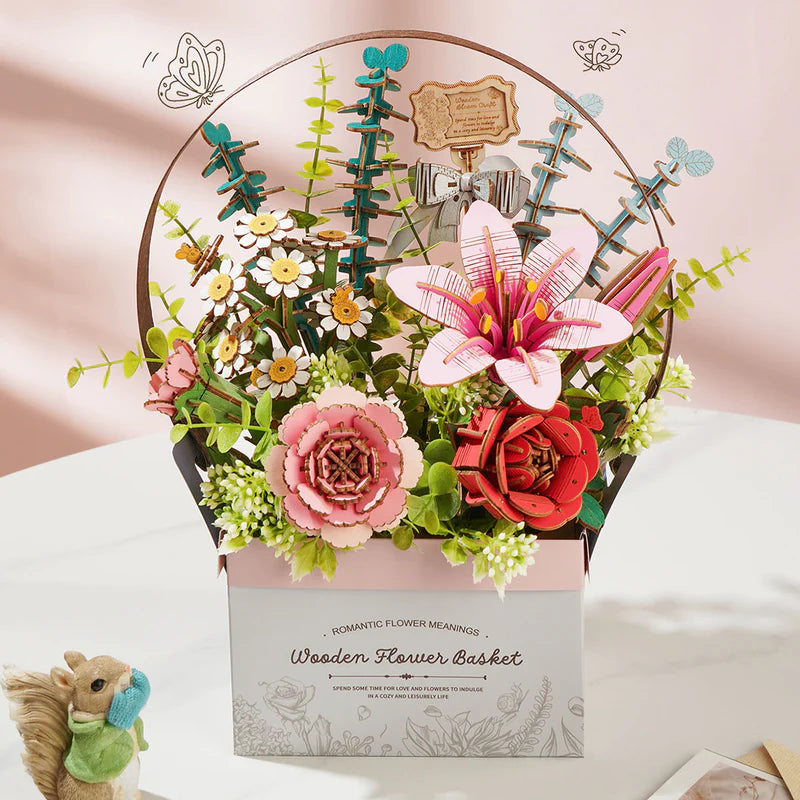 PUZZLE 3D MADERA ROBOTIME - ROWOOD Wooden Flower Basket TW03H 🌹🌸🪻🌻