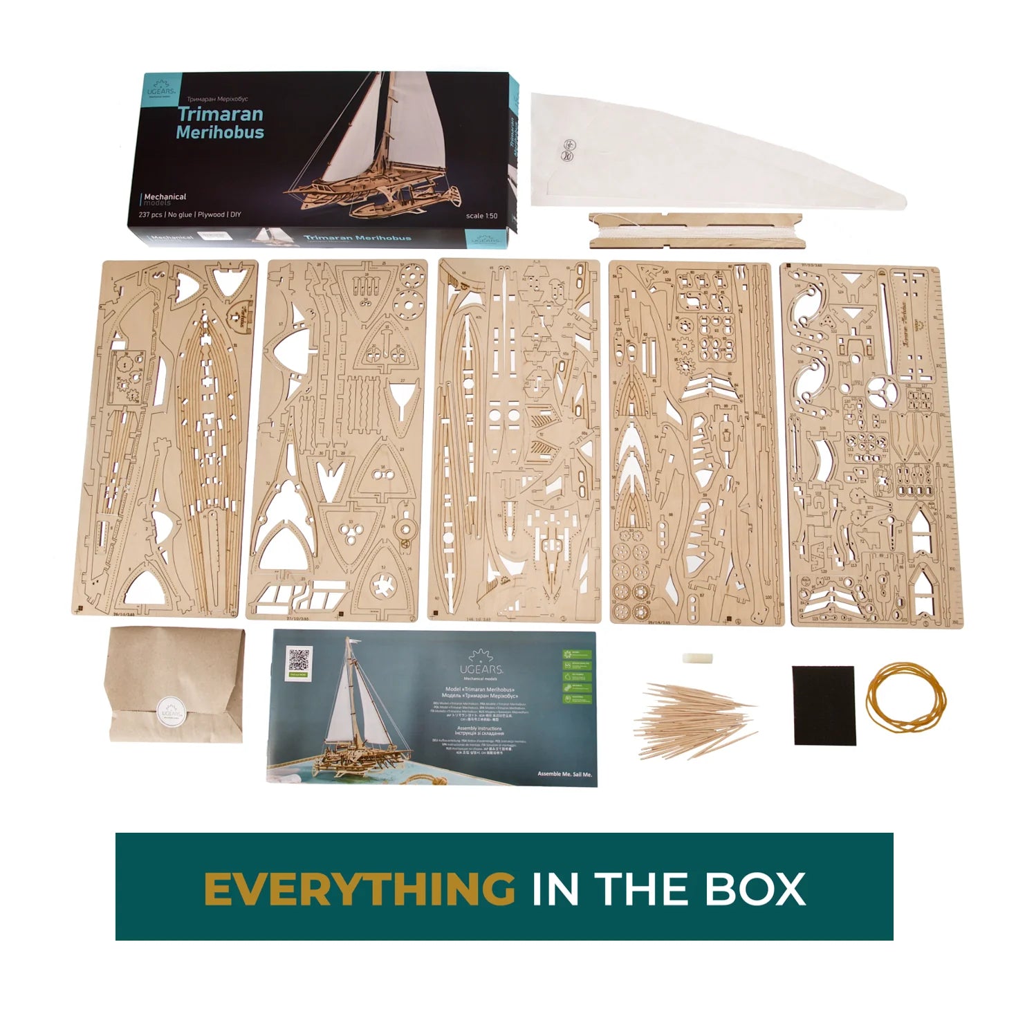 Puzle 3D de madera mecánico UGEARS- Velero Trimaran  Merihoubus⛵