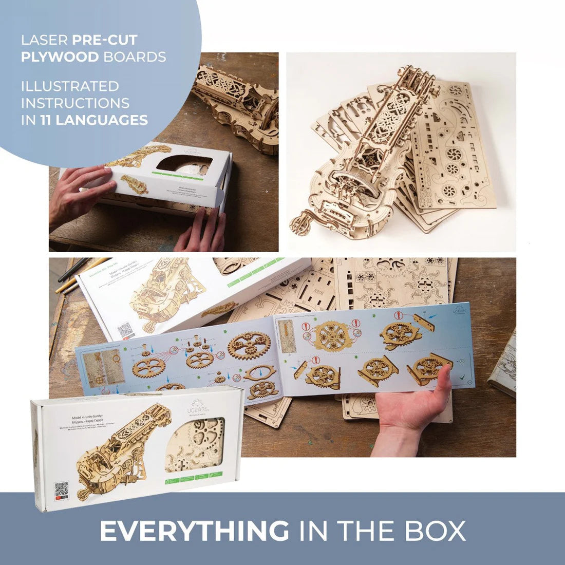 Puzle 3D de madera mecánico Ugears- La Zanfoña- Hurdy Gurdy 🎶