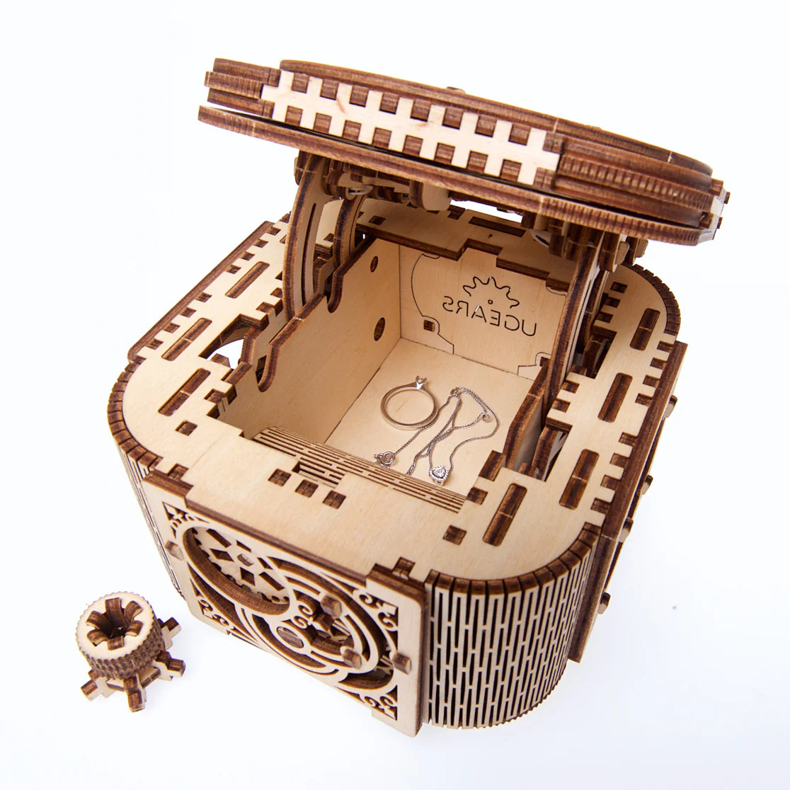 Puzle 3D de madera mecánico UGEARS - Caja del Tesoro (TREASURE BOX) 💎🗝️