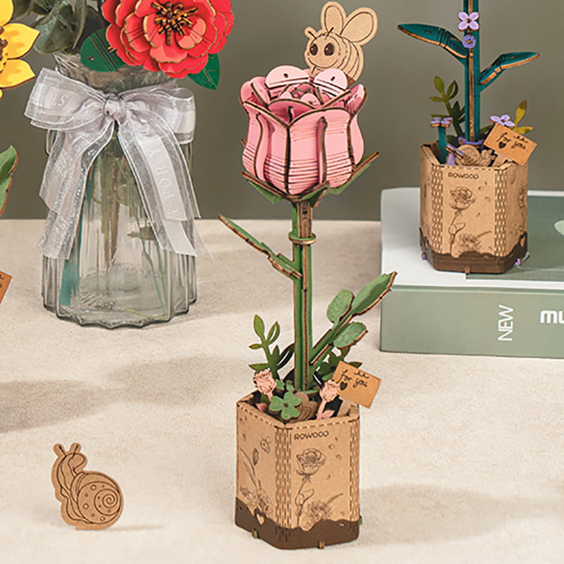 PUZZLE 3D MADERA ROBOTIME - ROWOOD Pink Rose (Rosa) TW041 🌷