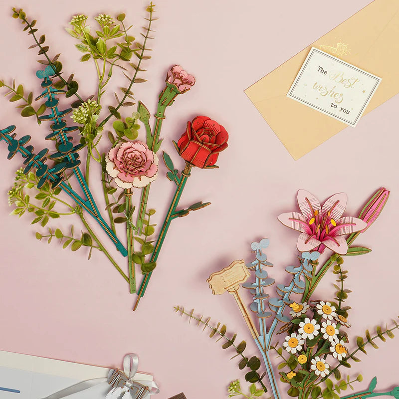 PUZZLE 3D MADERA ROBOTIME - ROWOOD Wooden Flower Basket TW03H 🌹🌸🪻🌻