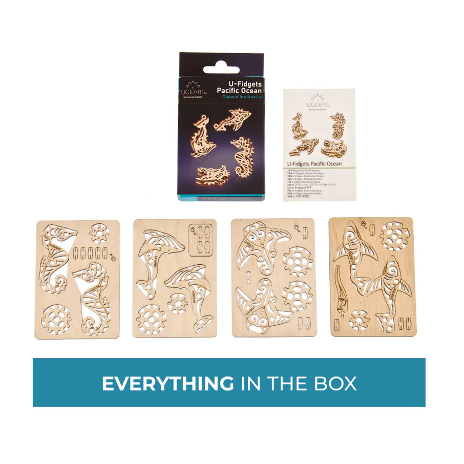 Puzle 3D de madera mecánico UGEARS- U-Fidgets Oceano Pacifico 🐋