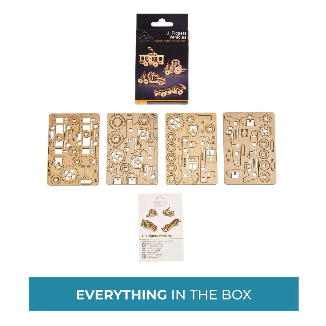 Puzle 3D de madera mecánico UGEARS- U-Fidgets Vehicles (Autitos de relajación)  🛞