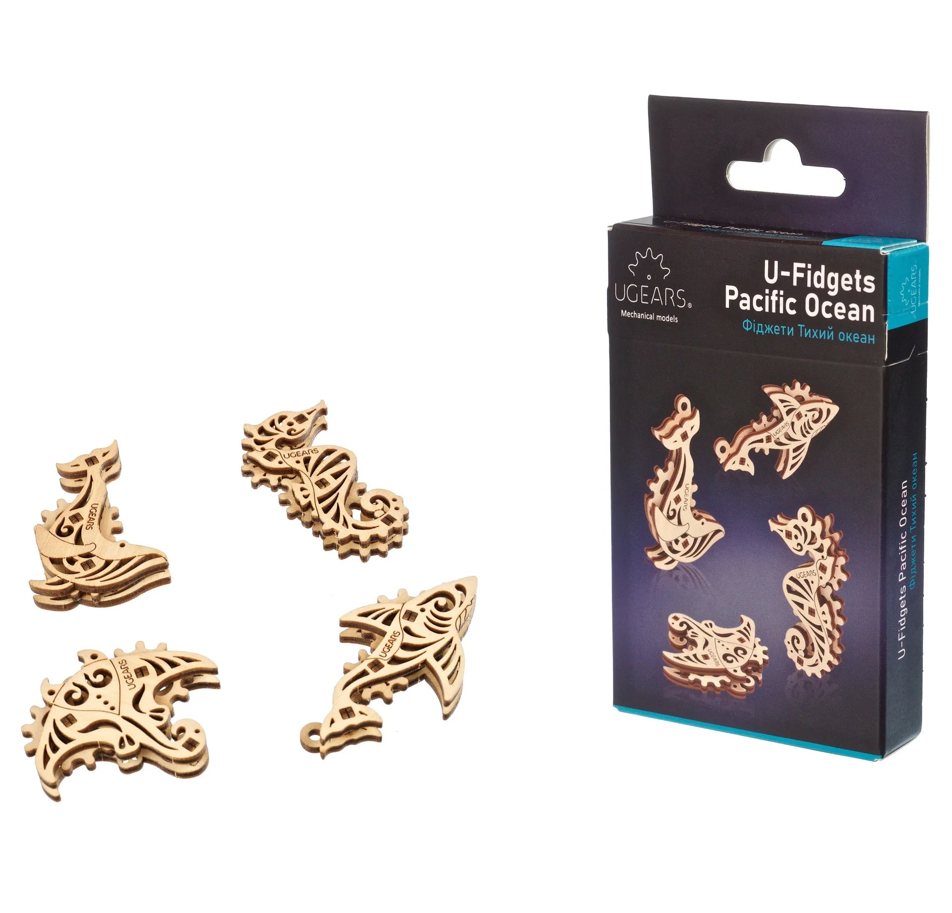 Puzle 3D de madera mecánico UGEARS- U-Fidgets Oceano Pacifico 🐋