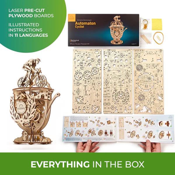 Puzle 3D de madera- Ciclista Autómata- Ugears 🚴