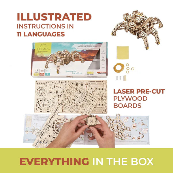 Puzle 3D de madera- Hexápodo- Ugears 🕷️