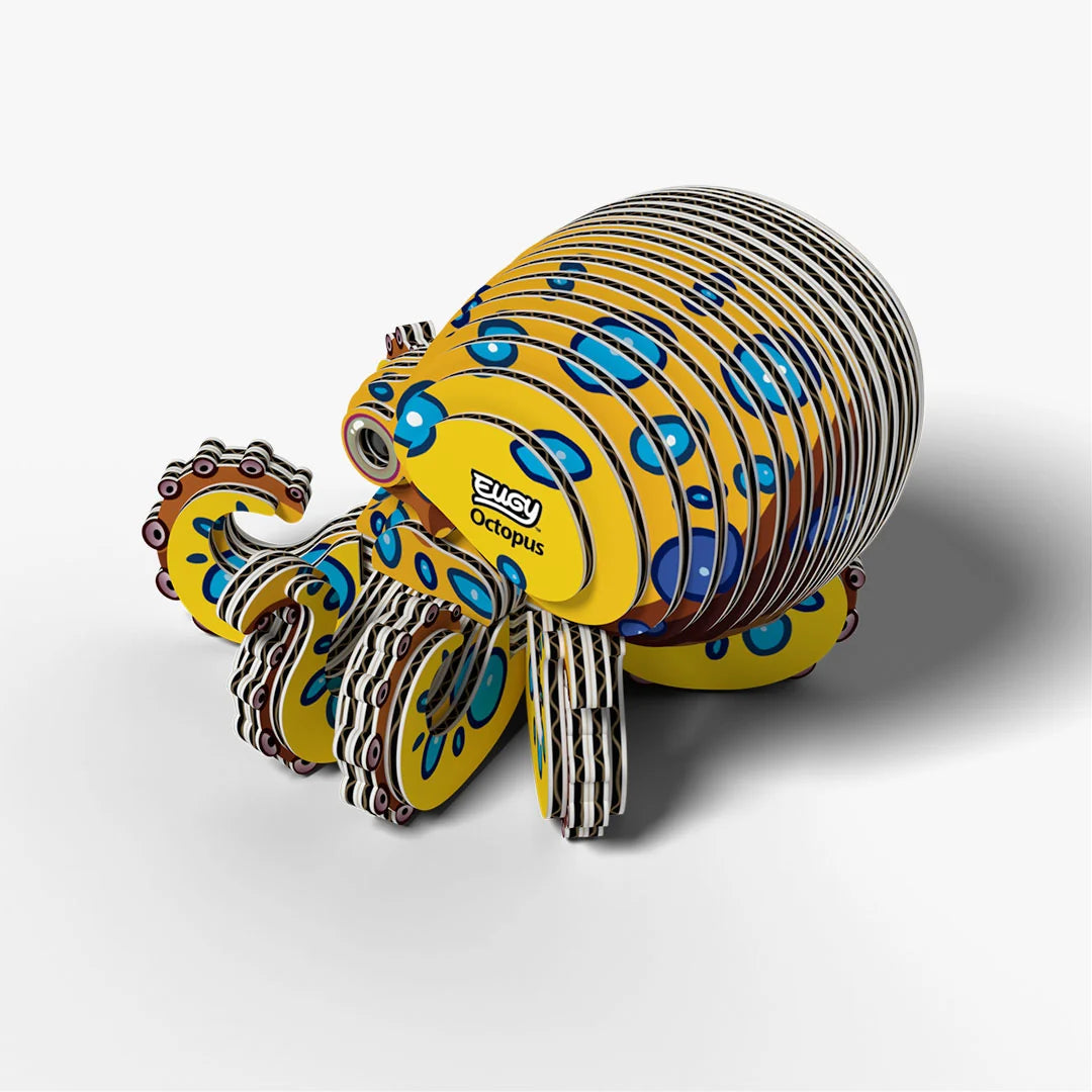 Puzzle 3D Eugy Dodoland - Octopus (Pulpo amarillo de anillos azules) 🐙