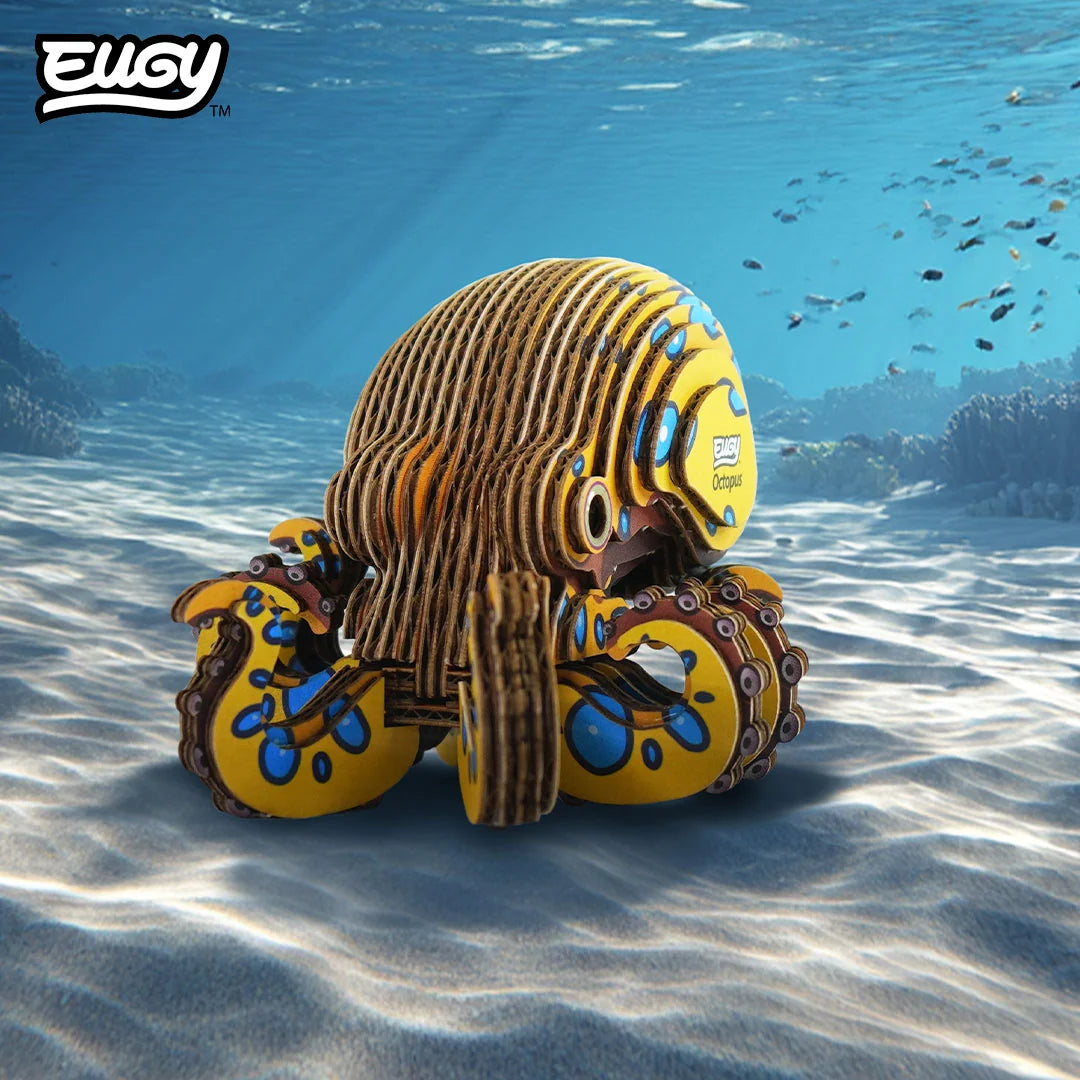Puzzle 3D Eugy Dodoland - Octopus (Pulpo amarillo de anillos azules) 🐙