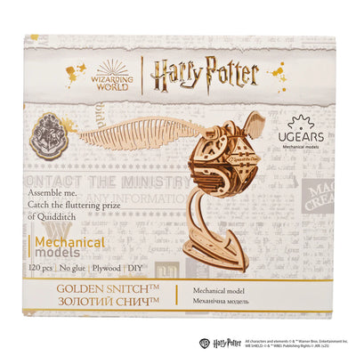 Puzle 3D de madera Ugears- Snitch Dorada (Linea Harry Potter) ⚡👓