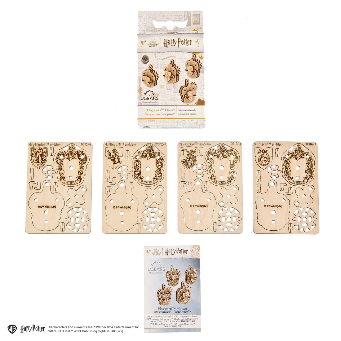 Puzle 3D de madera- Insignias Hogwarts - Ugears (Linea Harry Potter) ⚡👓