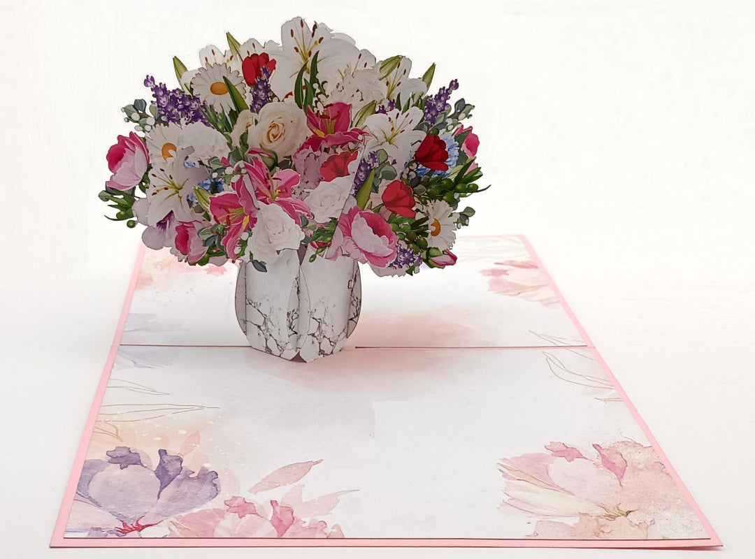Tarjeta pop-up Kiriarte- Bouquet 🌹🌺🌻🌼 💐(de flores)