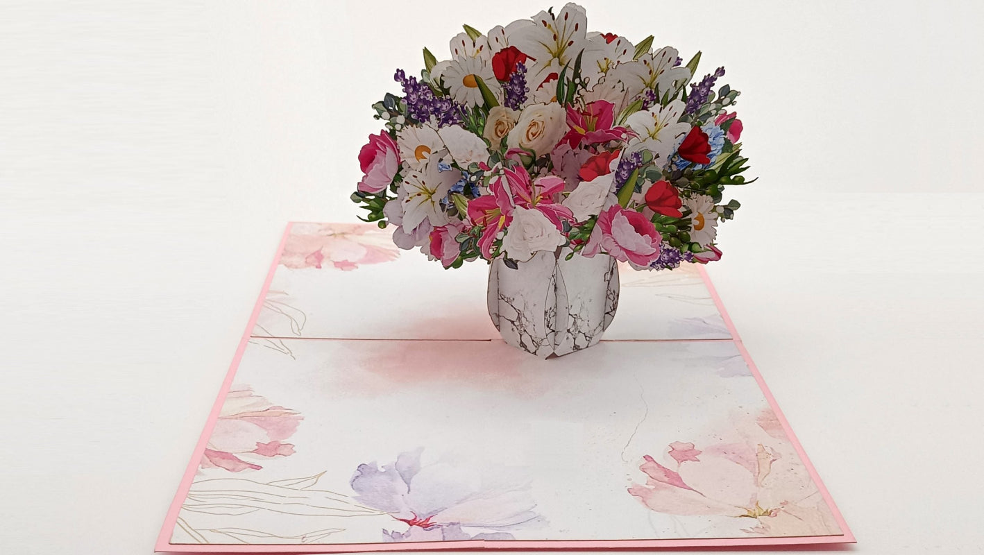 Tarjeta pop-up Kiriarte- Bouquet 🌹🌺🌻🌼 💐(de flores)