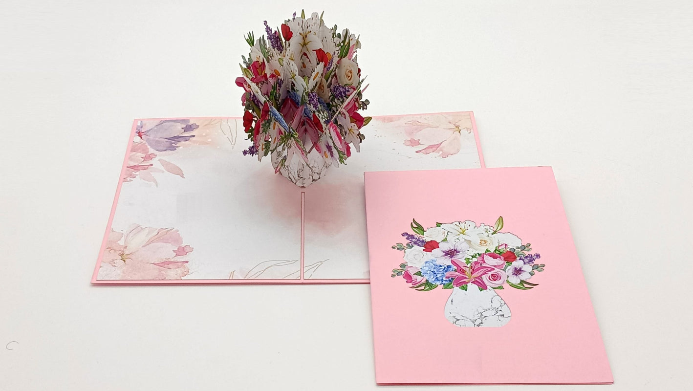 Tarjeta pop-up Kiriarte- Bouquet 🌹🌺🌻🌼 💐(de flores)