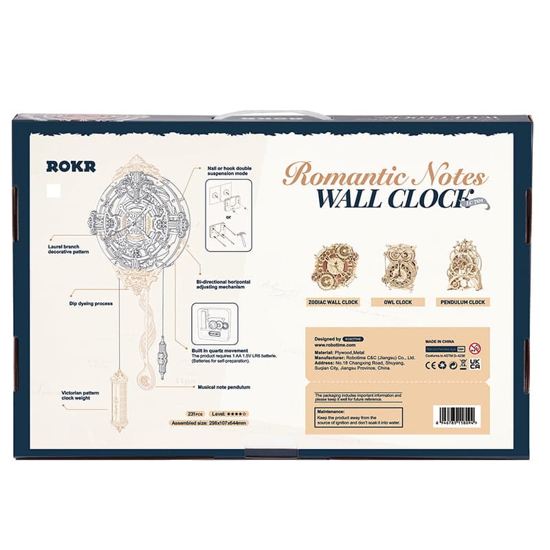 Puzzle 3D madera Robotime - Romantic Notes Wall Clock LC701 🕰️ (Reloj de pared romántico)