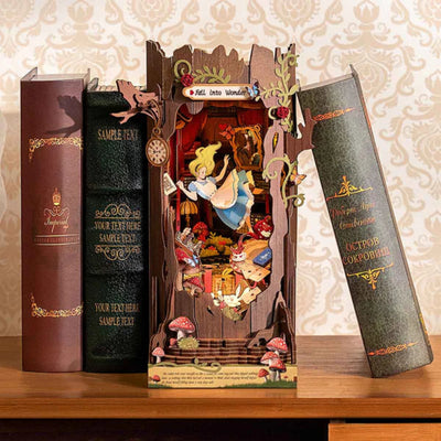 Puzzle 3D Robotime Booknook - Alice Adventure Fall into Wonder TGB12🐇🎩 (separador de libros)