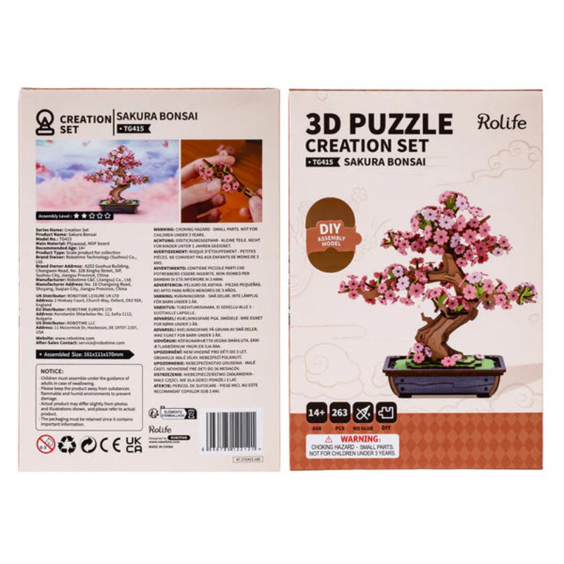 Puzzle 3D Robotime Miniatura - Sakura Bonsai 🌸