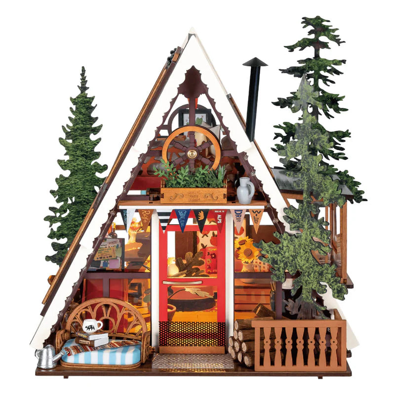Rolife de Robotime- Puzle 3d - casita miniatura- Cabaña Alpina A-Frame Cabin DG181🌲🏡