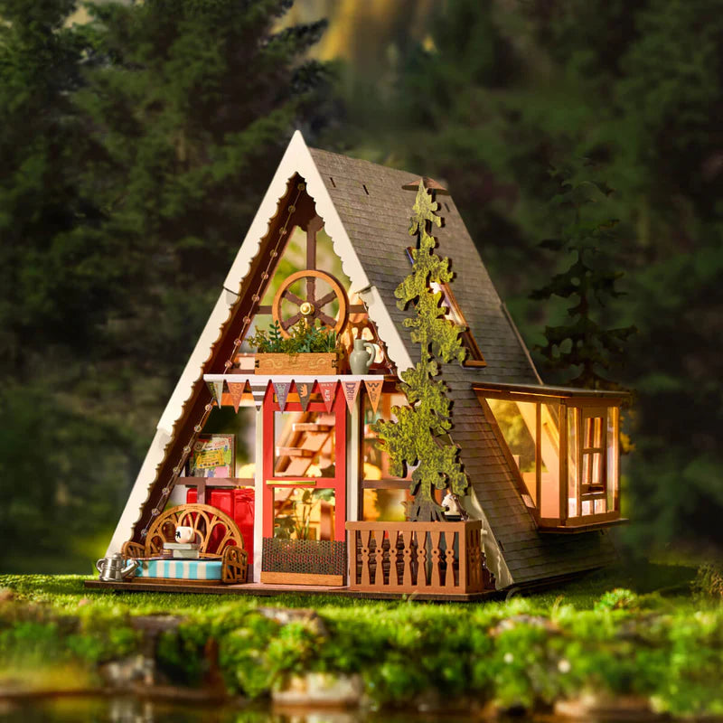 Rolife de Robotime- Puzle 3d - casita miniatura- Cabaña Alpina A-Frame Cabin DG181🌲🏡