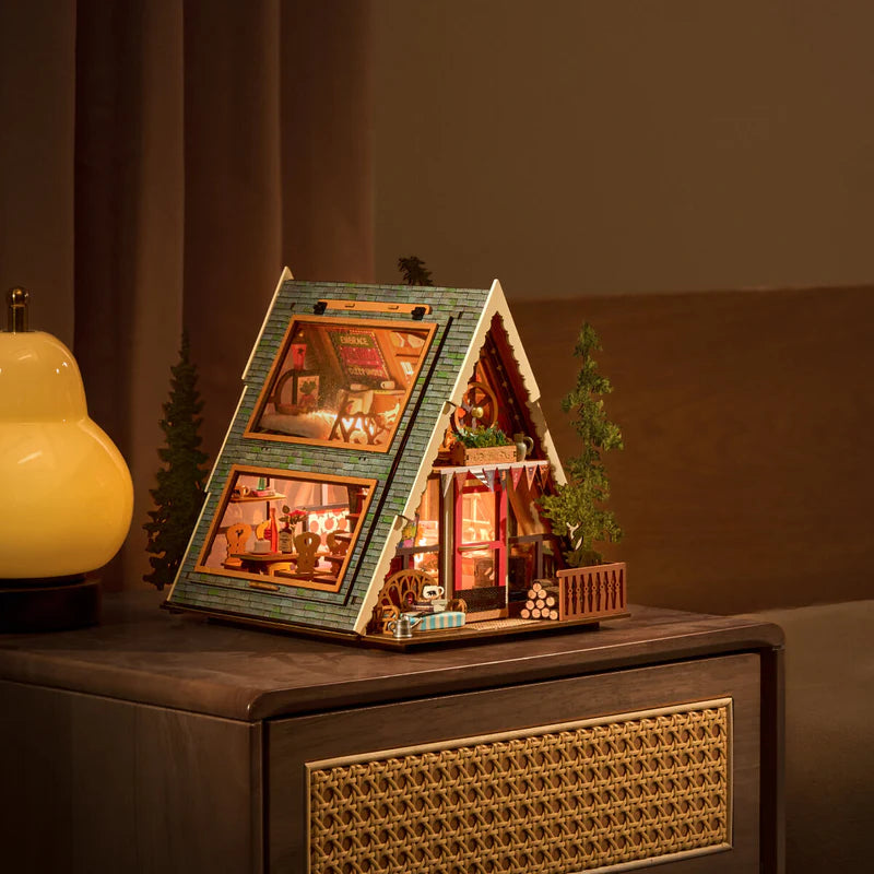 Rolife de Robotime- Puzle 3d - casita miniatura- Cabaña Alpina A-Frame Cabin DG181🌲🏡