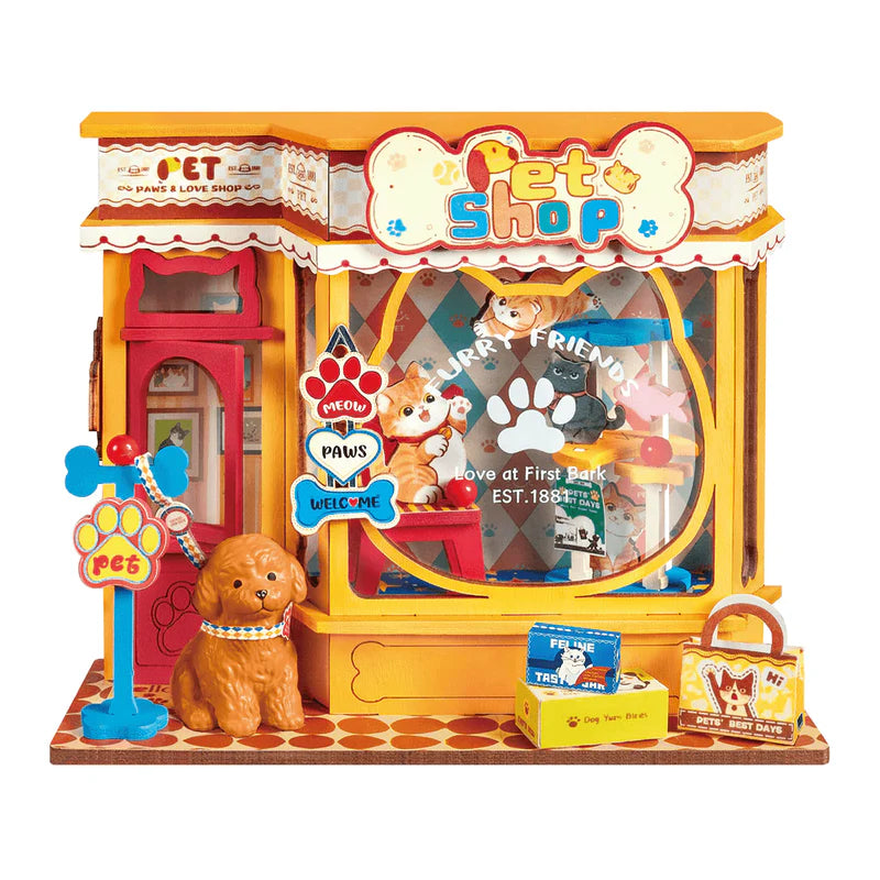 Rolife - Robotime - puzle 3d - Casita miniatura - Tienda de Mascotas - "Pawfect Pet Shop" - DS045🐱🐶
