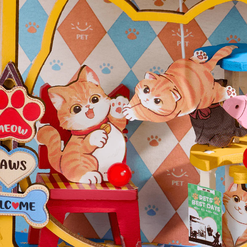 Rolife - Robotime - puzle 3d - Casita miniatura - Tienda de Mascotas - "Pawfect Pet Shop" - DS045🐱🐶