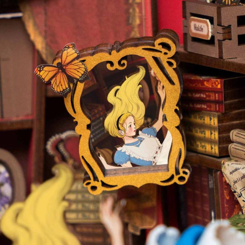 Puzzle 3D Robotime Booknook - Alice Adventure Fall into Wonder TGB12🐇🎩 (separador de libros)