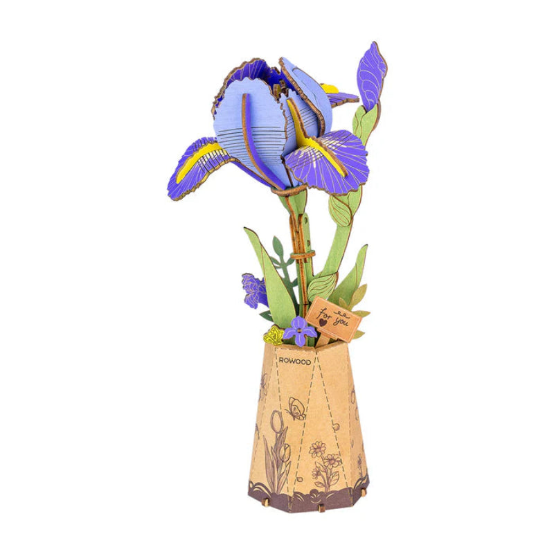Rowood de Robotime - Puzle 3d madera - Purple Iris TW121 -Flor de iris - Lirio morado🪻
