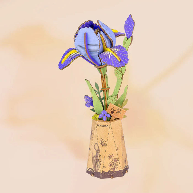 Rowood de Robotime - Puzle 3d madera - Purple Iris TW121 -Flor de iris - Lirio morado🪻