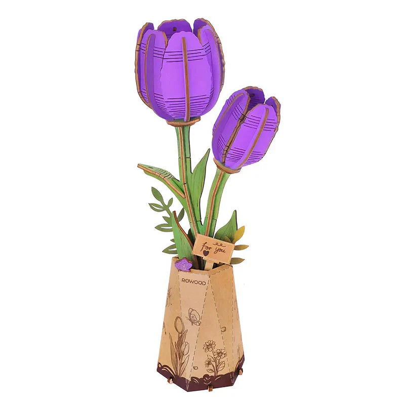 PUZZLE 3D MADERA ROBOTIME - PURPLE TULIP (TULIPÁN MORADO) TW083 🌷💜