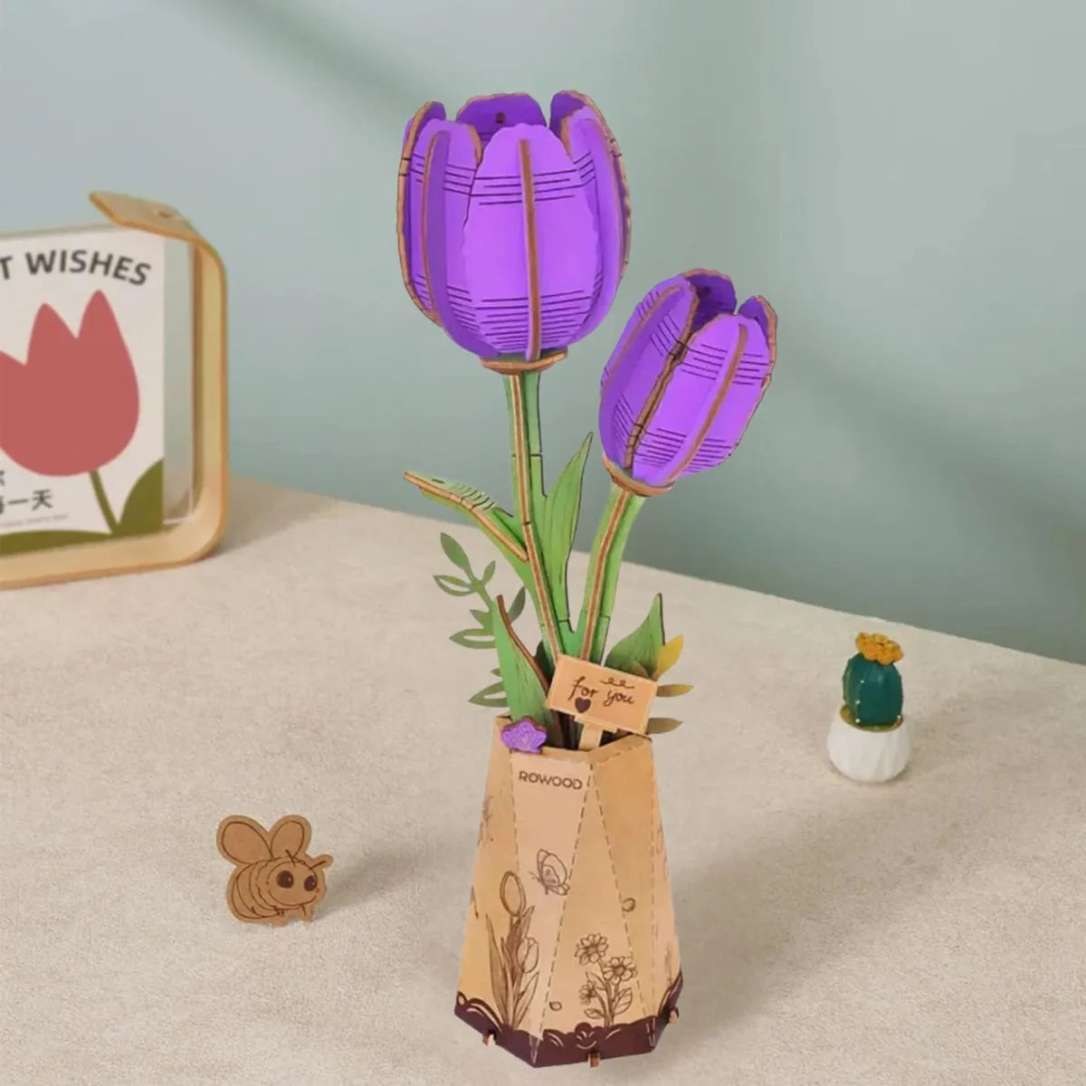 PUZZLE 3D MADERA ROBOTIME - PURPLE TULIP (TULIPÁN MORADO) TW083 🌷💜