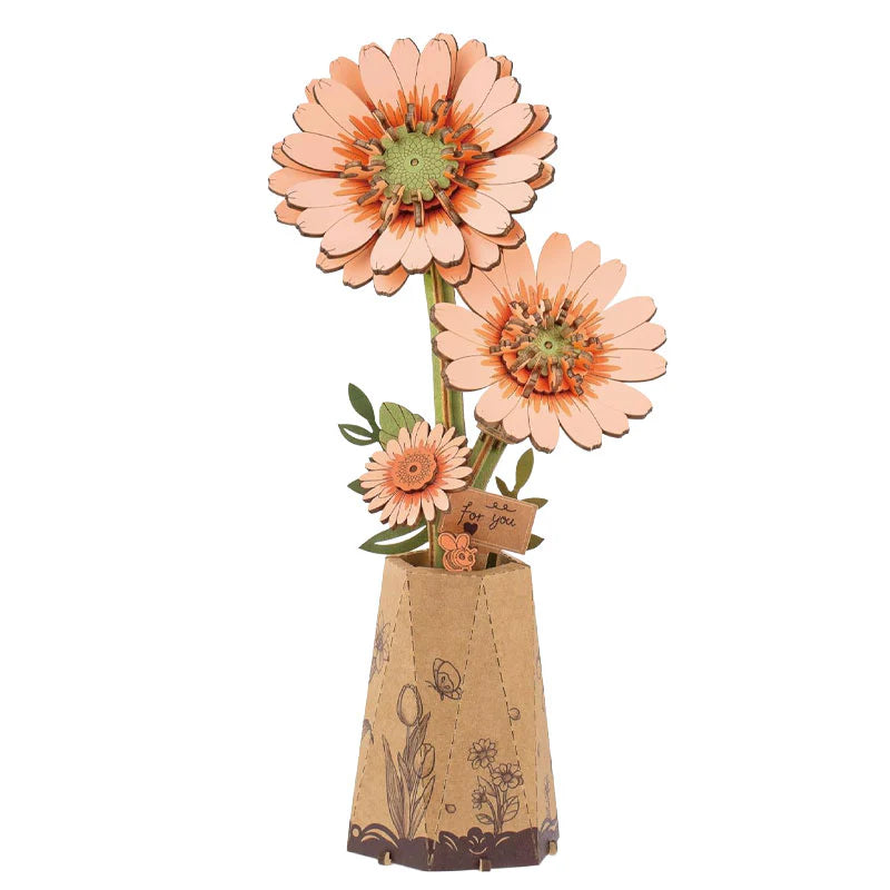 PUZZLE 3D MADERA ROBOTIME - LIGHT ORANGE GERBERA 🌼