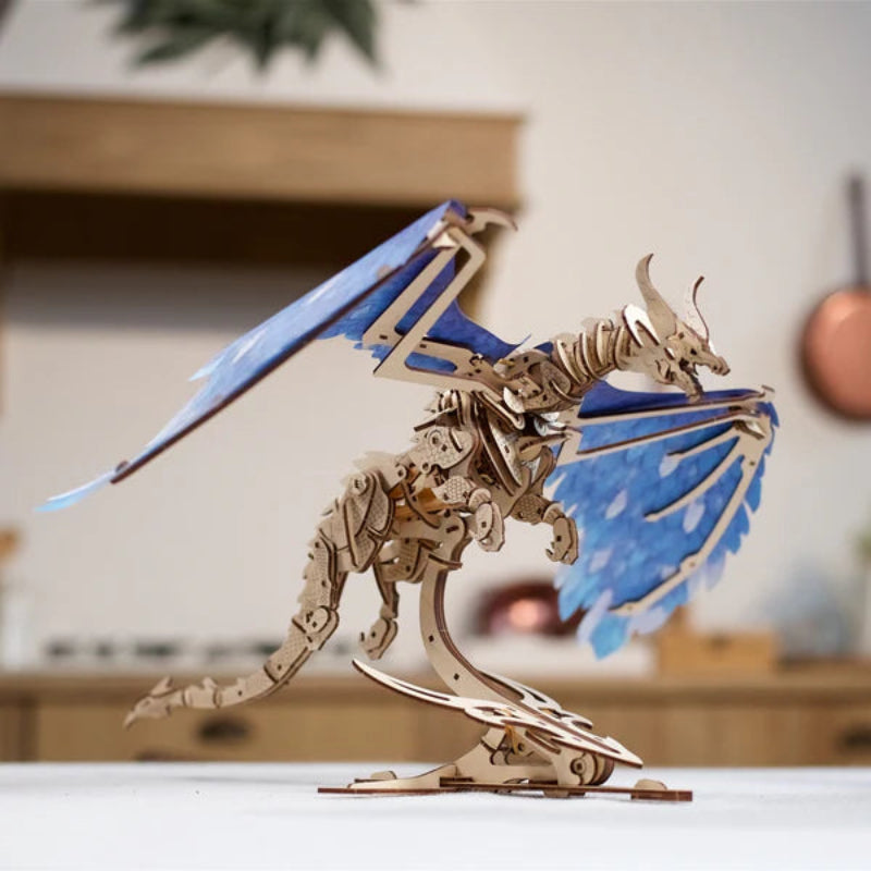Puzle 3D de madera mecánico- Dragon de la Tormenta- Ugears 🐉