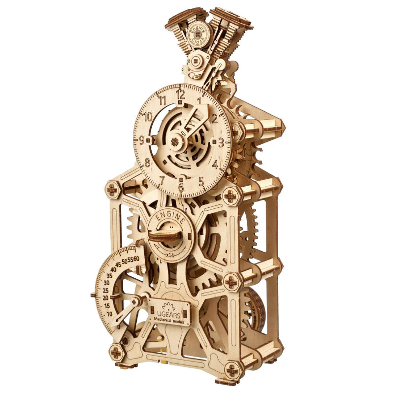 Puzle 3D de madera mecánico UGEARS - Reloj de Engranajes (Engine Clock)⏰ ⚙️