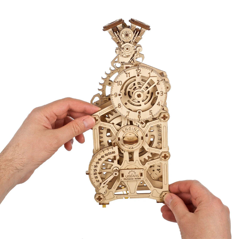 Puzle 3D de madera mecánico UGEARS - Reloj de Engranajes (Engine Clock)⏰ ⚙️