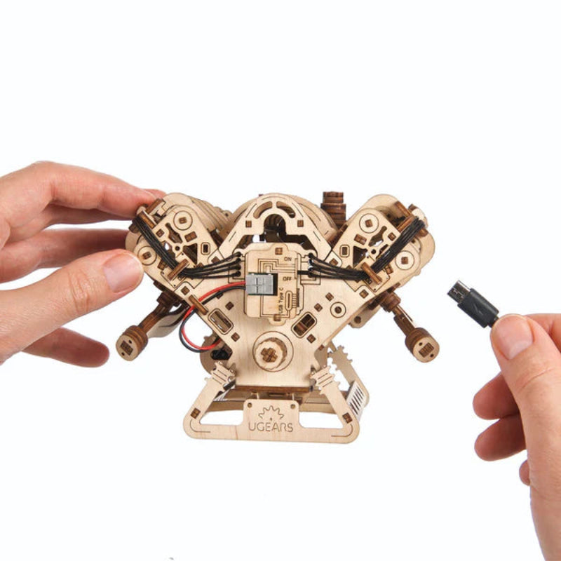 Puzle 3D de madera- Motor V8- Ugears 🔩 🚗