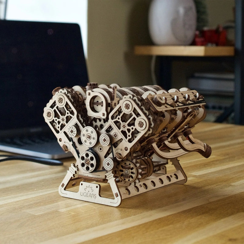 Puzle 3D de madera- Motor V8- Ugears 🔩 🚗