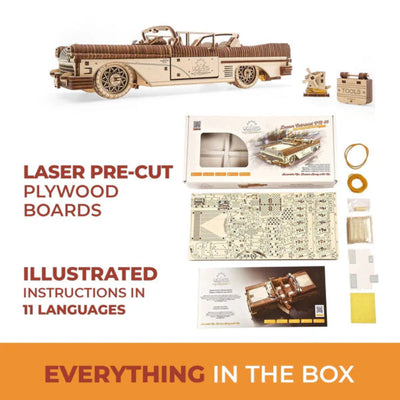 Ugears Puzle 3D de madera - Cabriolet de Ensueño VM-05 🚗💨