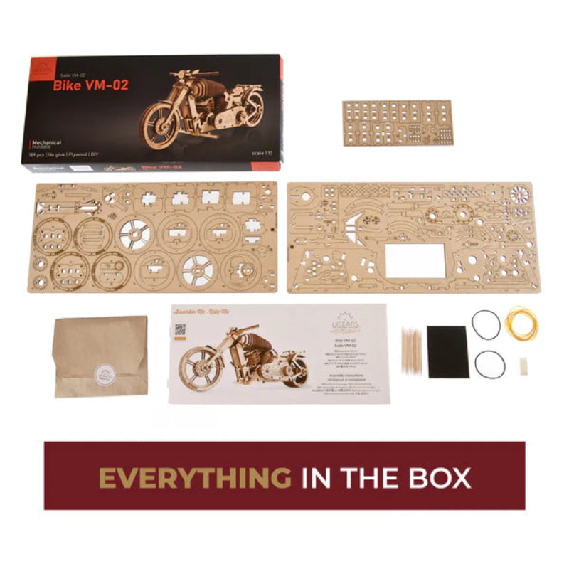 Ugears - Puzle 3D de Madera-  Motocicleta VM-02🏍️💨✨