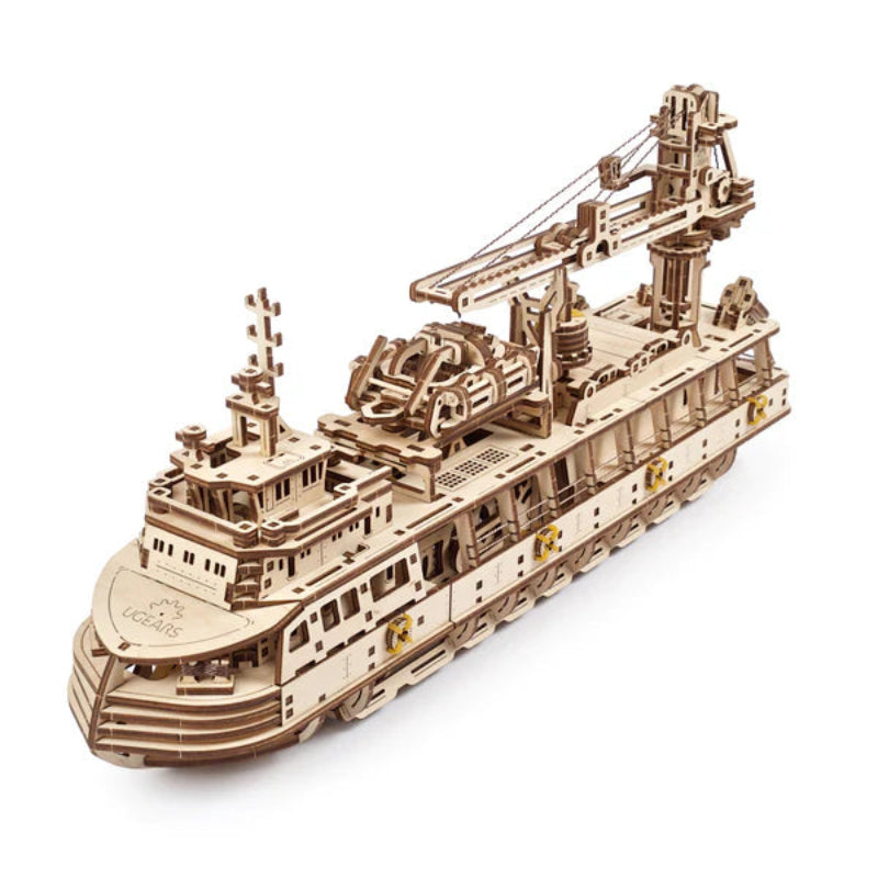 Ugears - Puzle 3D de Madera- Buque de Investigación Oceánica 🚢🌊⚓