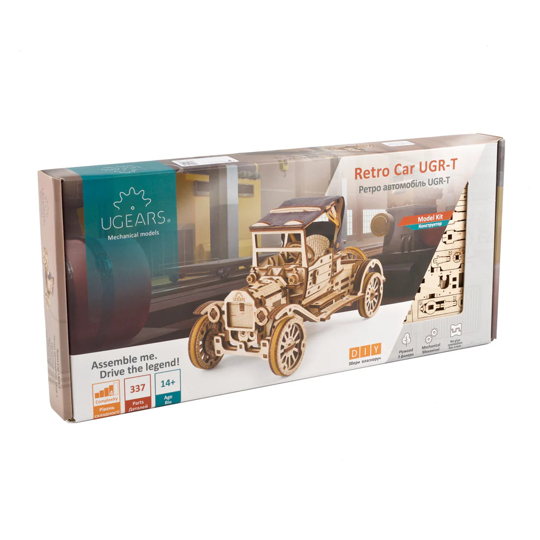 Puzle 3D de madera mecánico UGEARS- Automóvil Retro  (Retro Car UGR-T)🚗