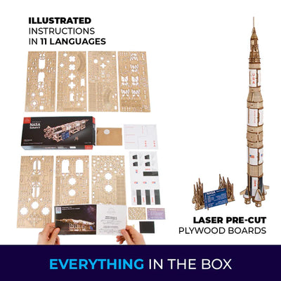 Puzle 3D de madera mecánico UGEARS- Nasa Saturn V 🪐🚀