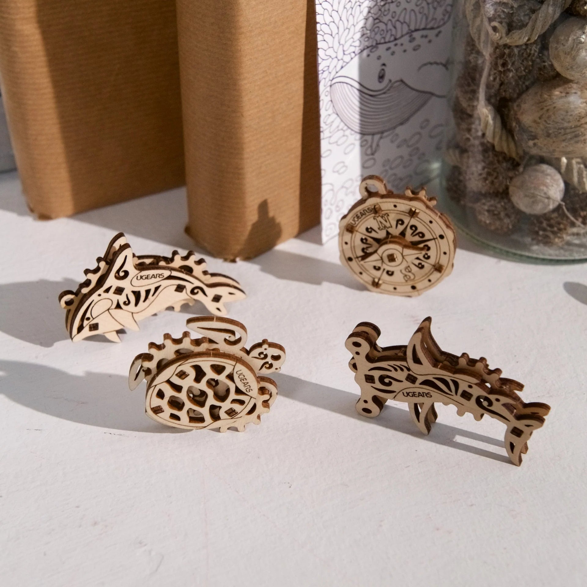 Puzle 3D de madera mecánico- U-Fidgets Oceano Atlantico- Ugears  🐬